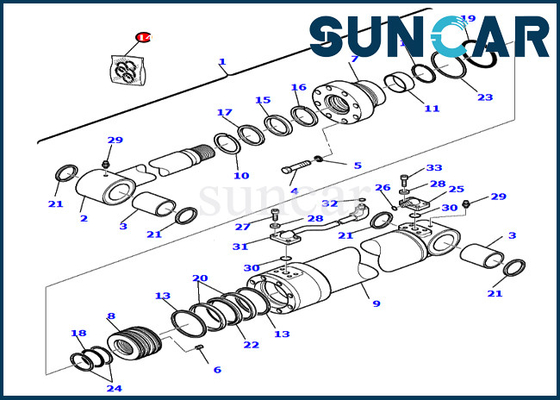 PC75R-2 PC95R-2 Komatsu 707-99-25700 7079925700 Kit Servis Boom Excavator Kit Segel Silinder