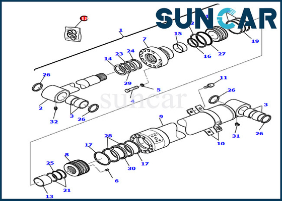 Sealing Kit 707-99-37710 7079937710 Kit Servis Boom Cylinder Cocok Untuk Bagian Komatsu PC75R-2 PW75R-2