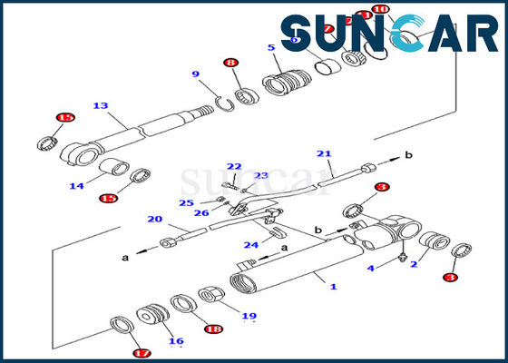 707-98-43210 7079843210 Kit Segel Silinder Boom Cocok untuk Komatsu PC75UD-2 PC75UU-3 Bagian Dalam Excavator