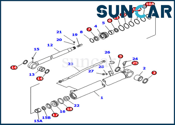 707-98-35270 7079835270 Arm Cylinder Seal Repair Kit Untuk PC75UD-3 PC75UU-3 Komatsu Mono Boom