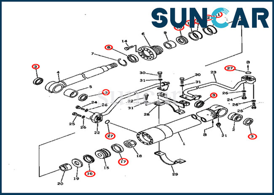 707-98-37600 7079837600 Boom Cylinder Oil Seal Kit Cocok untuk Model Komatsu PC75UU-1 PW150-1 Excavator
