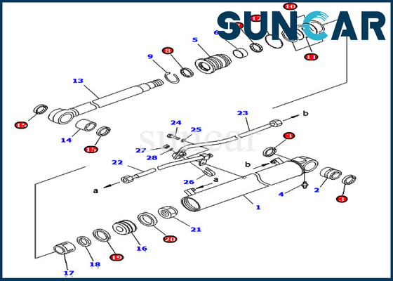 707-98-43200 7079843200 Kit Servis Boom Cylinder Komatsu PC75UU-2 PC78US-5 Perbaikan Seal Kit