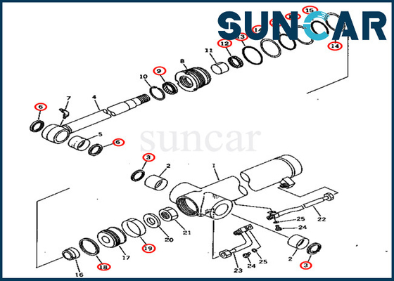 Kit Perbaikan Segel Lengan 707-98-36600 7079836600 Kit Penyegelan Silinder Cocok untuk Excavator Komatsu PC75UU-2 PC75UU-2E