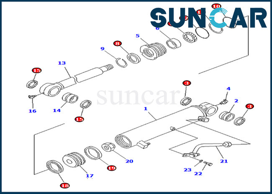 Kit Segel Boom 707-98-34560 7079834560 Kit Layanan Silinder Offset Untuk Bagian Dalam Komatsu PC75UU-2 PC75UU-3