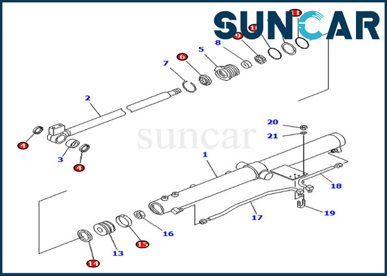 PC75UU-2 PC75UU-3 Komatsu 707-98-24830 7079824830 Excavator Geser Lengan Silinder Perbaikan Seal Kit