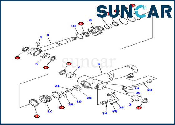 707-98-36630 7079836630 PC75UU-3 Arm Cylinder Oil Seal Kit Kit Layanan Untuk Peralatan Komatsu Bagian Dalam