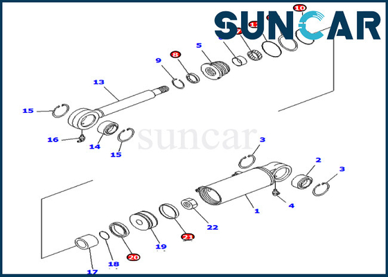 Kit Perbaikan Komatsu PC75UU-3 707-98-22410 7079822410 Kit Penyegelan Tilt Excavator Silinder Hidrolik