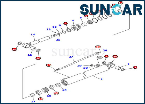 707-98-35310 7079835310 Lengan Silinder Seal Kit Cocok untuk PC78US-8 PC78MR-6 PC88MR-6 Komatsu Bagian Dalam