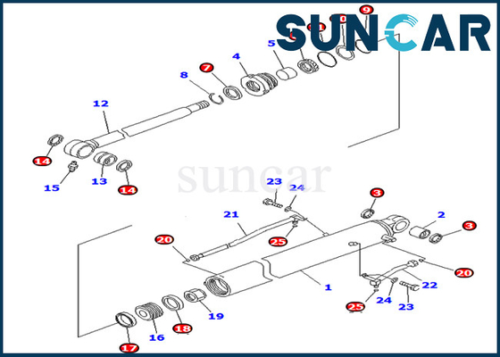 Komatsu 707-98-26720 7079826720 Kit Perbaikan Segel Bucket Silinder Hidrolik Untuk PC78MR-6 PC78US-8 Excavator