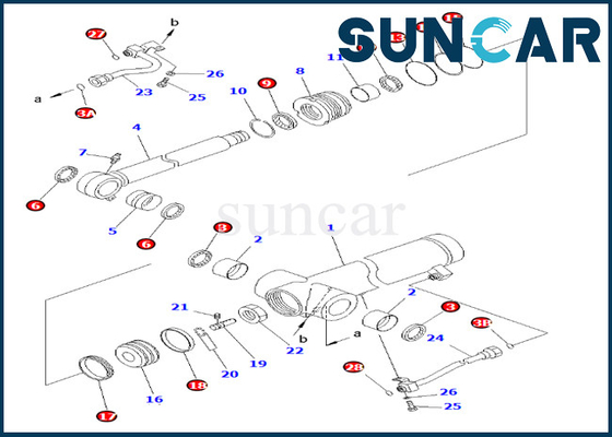 Bagian Dalam 707-98-36710 7079836710 Kit Segel Perbaikan Lengan Silinder Hidrolik Cocok untuk Komatsu PC78UU-6