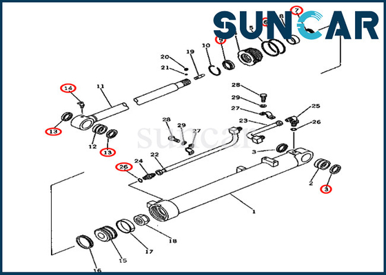 Kit Perbaikan Kit Layanan Lengan PC80-1 Untuk Silinder Hidrolik 20X-63-66300 20X6366300 Komatsu