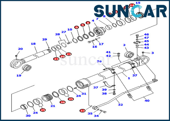Komatsu 707-99-76240 7079976240 Arm Cylinder Service Seal Kit Untuk PC800-8 PC800-8R PC800LC-8 Excavator