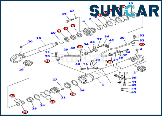 Kit Perbaikan Boom PC800-8 PC850-8 707-99-76230 7079976230 Kit Penyegelan Silinder Komatsu
