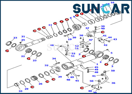 PC800-8E0 PC800SE-8E0 Komatsu 707-99-78410 7079978410 Suku Cadang Kit Layanan Silinder Excavator