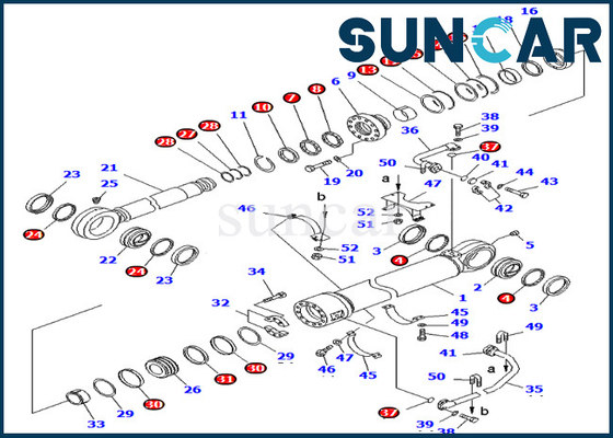 PC800SE-8 PC800-8K 707-99-78780 7079978780 Kit Perbaikan Segel Bucket Silinder Hidrolik Komatsu