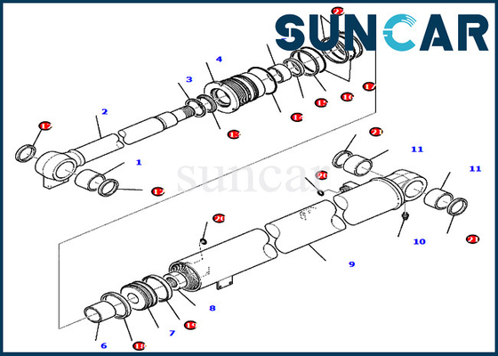 Boom Seal Kit 707-98-36730 7079836730 Kit Perbaikan Silinder Cocok untuk Excavator Komatsu PC80MR-3 PC80MR-5