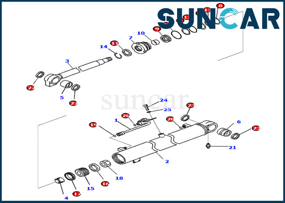 Kit Penyegelan Boom Komatsu 707-98-36740 7079836740 PC88MR-10 PW98MR-10 Kit Segel Perbaikan Silinder