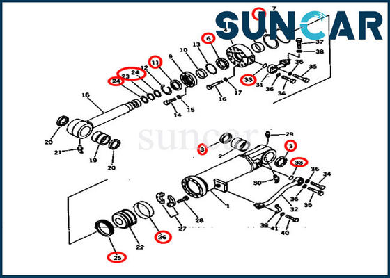 SUNCAR Seal Replacement Kit 707-99-64405 7079964405 Untuk D275A-2 Komatsu