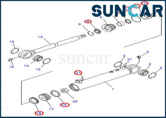 D31EX-21 Komatsu Kit Silinder Hidrolik Kit Segel Sudut 707-98-22850 7079822850