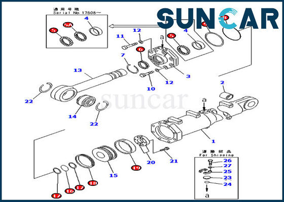 D375A-3 Komatsu Parts 707-98-74410 Tilt Sealing Kit Kit Servis Silinder Hidraulik