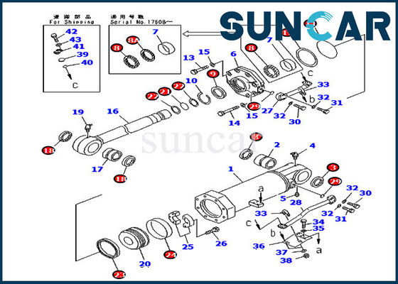 Oil Resistance 707-98-74400 Lift Cylinder Repair Seal Kit Untuk D375A-3 D375A-3A Komatsu