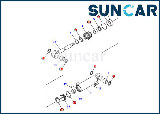 707-98-03480 Komatsu PC09-1 Bagian Dalam Excavator Kit Perbaikan Blade Kit Segel Silinder Hidraulik