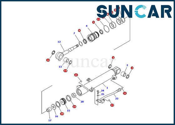 707-98-03570 Kit Segel Silinder Boom Komatsu PC09-1 Kit servis Bagian Dalam Excavator