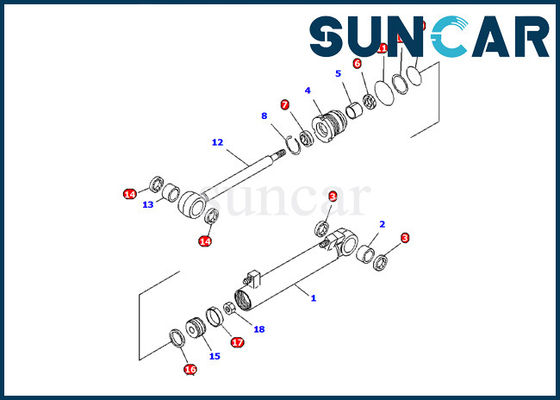 707-98-11060 Komatsu Excavator arm Cylinder Seal Kits Untuk penggantian model PC08UU-1
