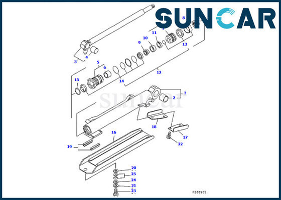 YM172186-72190 Kit Segel Silinder Boom Komatsu PC09FR-1 Perbaikan Segel Silinder Hidraulik Excavator