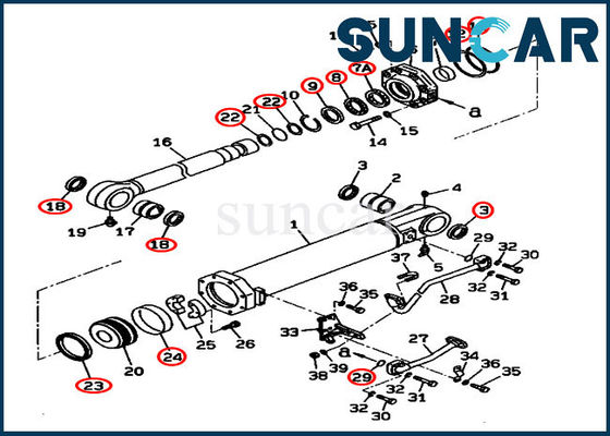 707-99-74110 7079974110 Ripper Tilt Cylinder Seal Kit Untuk Bulldozer Komatsu D375A-3D