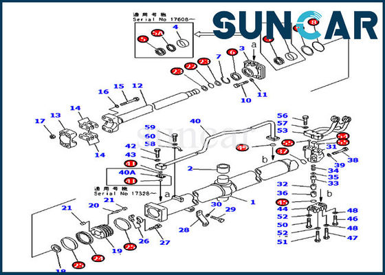 Komatsu 707-99-56510 BLade Service Kit Angkat Kit Perbaikan Silinder Hidraulik