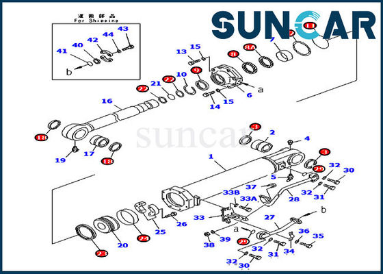 D375A-5 Komatsu 707-99-74020 7079974020 Kit Perbaikan Segel Silinder Hidraulik Ripper Tilt