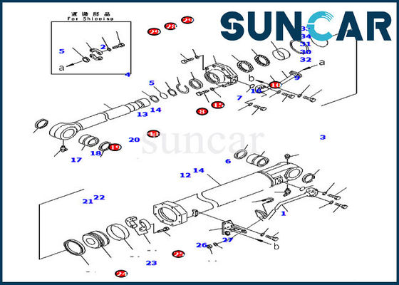 7079974520 Blade Tilt Sealing Kit Kit Perbaikan Silinder Untuk Komatsu Bulldozer D375A-5D