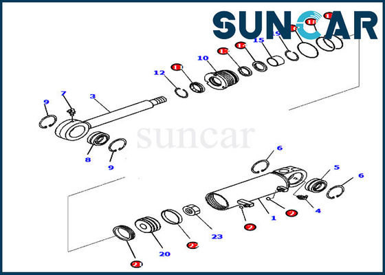 D31EX-22 Komatsu Parts 707-99-24650 Kit Layanan Buldoser Kit Penyegelan Silinder Miring