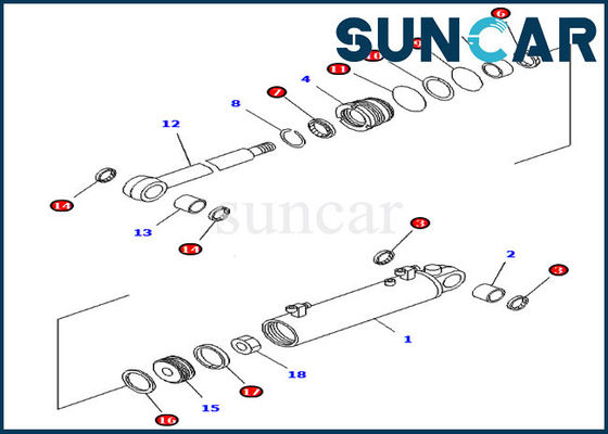 707-98-32820 Blade Lift Cylinder Repair Seal Kit Untuk D41A-6 D41E-6 Koamtsu Bagian Dalam
