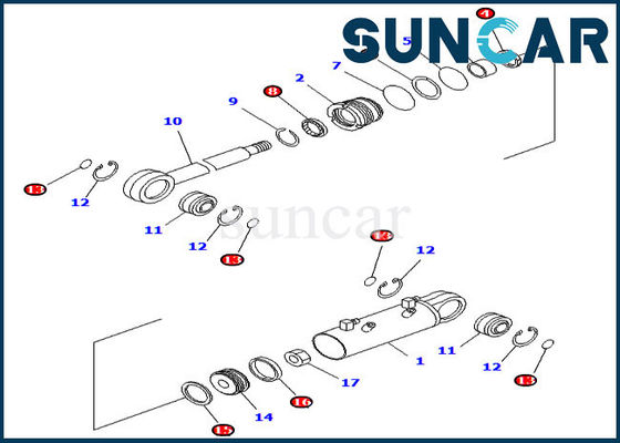 707-98-34590 Bulldozer Seal Kit Blade Tilt Cylinder Repair Kit Untuk Komatsu Bagian Dalam