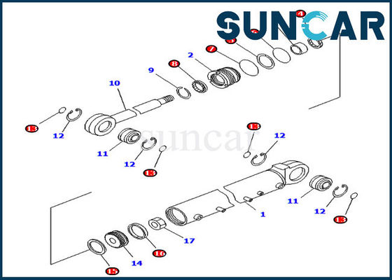 707-98-42420 Blade Angle Perbaikan Cylinder Seal Kit Cocok untuk Komatsu Crawler Dozer D41E-6 D41P-6