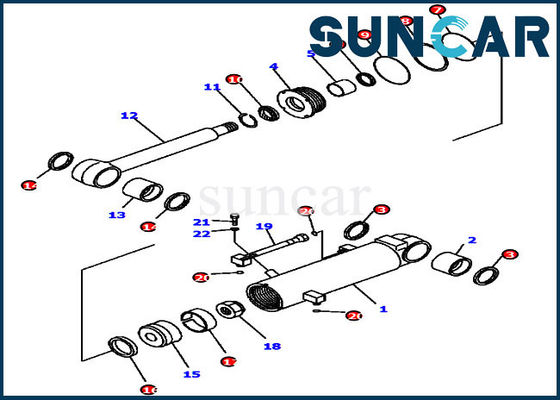 D41E6T Komatsu 7079841060 Kit Segel Minyak Ripper Kit Perbaikan Silinder Untuk Bagian Dalam Buldoser
