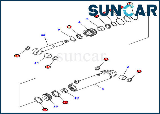 707-99-32280 7079932280 Blade Lift Kit Perbaikan Segel Hidrolik Cocok untuk D41E-6K Komatsu Dozer