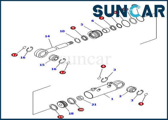 Blade Tilt Cylinder Seal Kit 707-99-34590 Kit Pengganti Komatsu Untuk Bulldozer D41P-6K