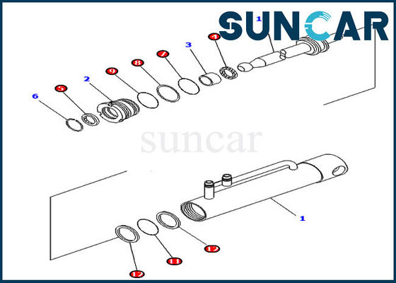 Ketahanan Korosi 707-99-11010 Kit Segel Perbaikan Silinder Hidrolik Untuk Komatsu D475A-3A
