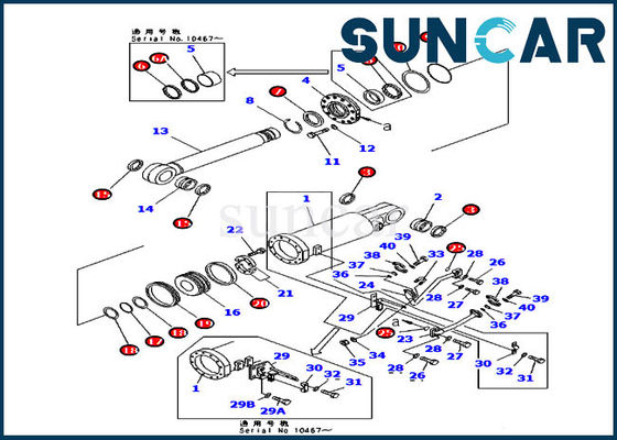 707-98-84010 Kit Segel Perbaikan Hidraulik Komatsu Ripper Tilt Cylinder Replacement Kit