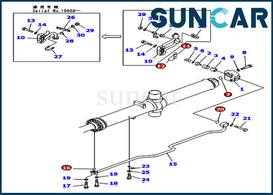 707-98-74110 Blade Lift Cylinder Repair Kit Kit Segel Hidrolik Untuk Dozer Komatsu D475A-3