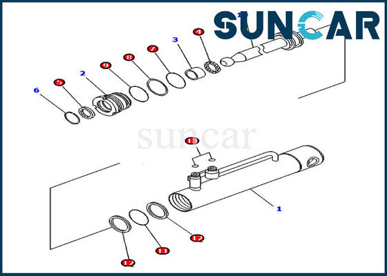 707-98-11350 Pin penarik Kit Segel Silinder Hidraulik Cocok untuk Komatsu D375A-6 D475A-5