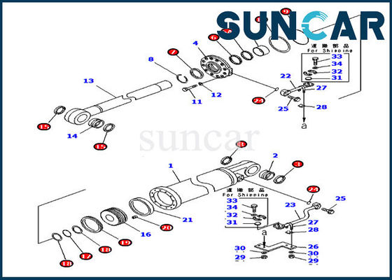 707-99-75600 7079975600 Kit Segel Dozer Kit Silinder Angkat Ripper Cocok untuk Komatsu D475A-5A