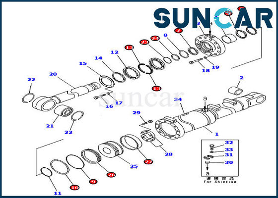 Dozer Sealing 707-99-84050 Blade Tilt Cylinder Seal Kit Kit Servis Komatsu D475A-5