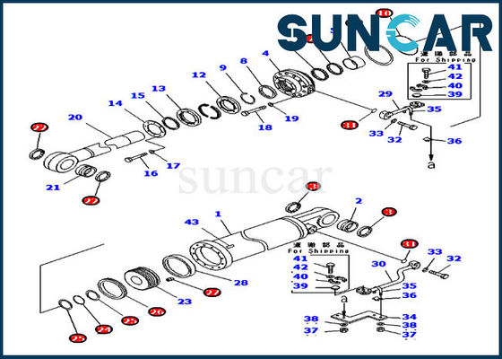 707-99-75530 Ripper Lift Cylinder Repair Seal Kit Untuk Bulldozer Komatsu D475A-5