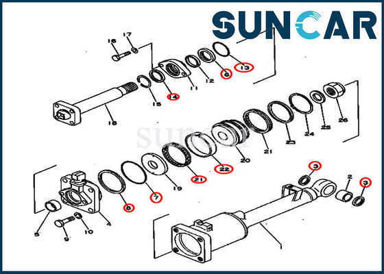 Kit Segel Hidraulik 131-63-05050 Kit Perbaikan Silinder Miring Untuk Komatsu D50A-16 D50P-16