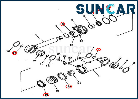707-98-53410 Kit Seal Tilt Kit Perbaikan Silinder Hidraulik Cocok untuk D53A-18 D53P-18 Komatsu