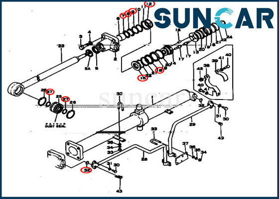 Mesin Sealing 130-63-05070 Kit Perbaikan Segel Silinder Untuk Bulldozer Komatsu D50P-15